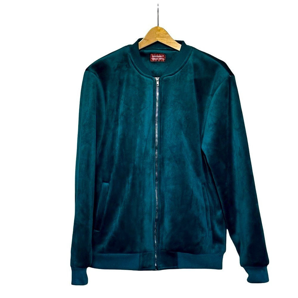 Consequence Velvet Bomber Jacket Emerald Green Men’s Size Small.